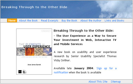 screenshot av webstedets forside